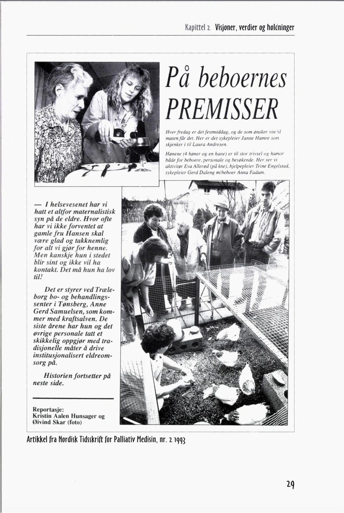 Artikkel fra Nordisk Tidsskrift for Palliativ Medisin om Træleborg